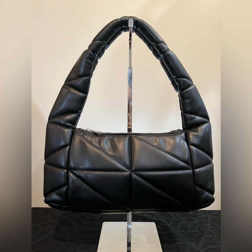 Zara Black Quilted Puffer Shoulder Bag Purse - Picture 2 of 6